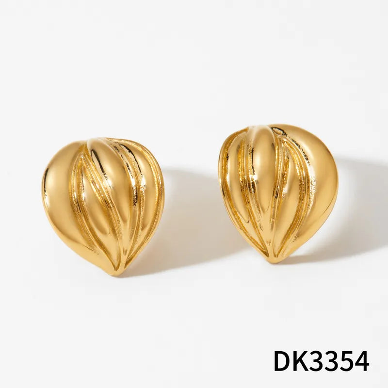 Elegant Balloon Texture Bicolor Stainless Steel 316 Double Tone Women's Ear Studs Smooth Surface Fashionable Versatile Jewelry