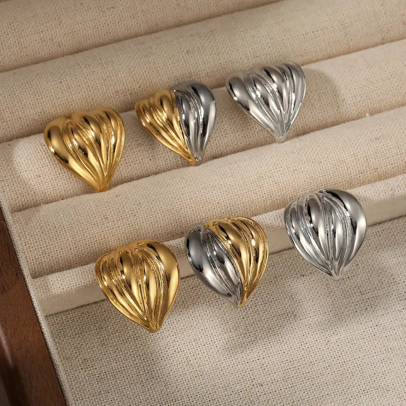 Elegant Balloon Texture Bicolor Stainless Steel 316 Double Tone Women's Ear Studs Smooth Surface Fashionable Versatile Jewelry