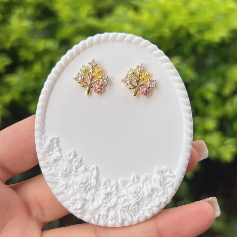 Elegant Fashion Pearl Flower Stud Earrings Copper Plated 18K Gold Embedded Zirconia Luxury Ladies Jewelry Accessories