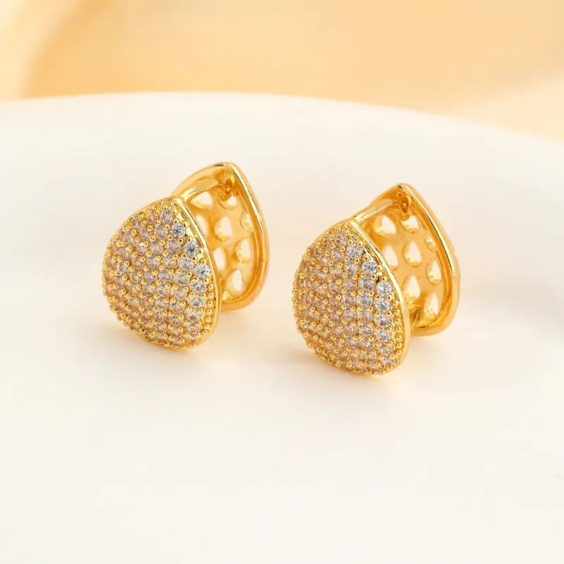 Elegant Geometric Waterdrop Earrings Copper Material Birthday Gift Daily Accessory Neutral Cute Style For Ladies Fashion Jewelry