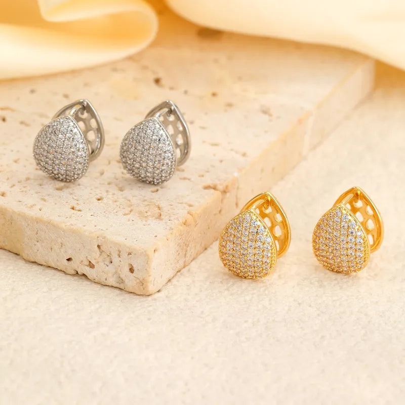 Elegant Geometric Waterdrop Earrings Copper Material Birthday Gift Daily Accessory Neutral Cute Style For Ladies Fashion Jewelry