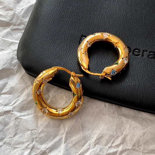 Elegant Gold Circle Earrings For Women Style Fashionable Autumn Winter Luxury Sensation Unique Personality