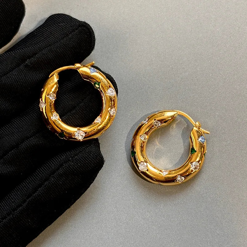 Elegant Gold Circle Earrings For Women Style Fashionable Autumn Winter Luxury Sensation Unique Personality