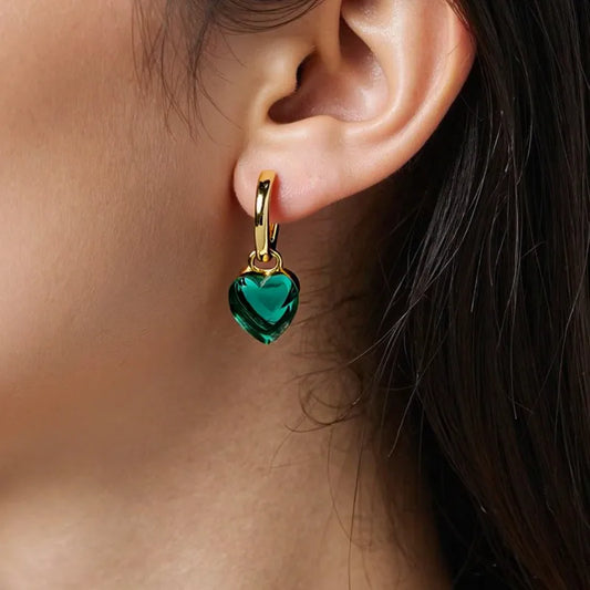 Elegant Minimalist Heart Shaped Zircon Earrings Luxury Lazy Style Copper Material 925 Silver Post Women's Jewelry Accessories