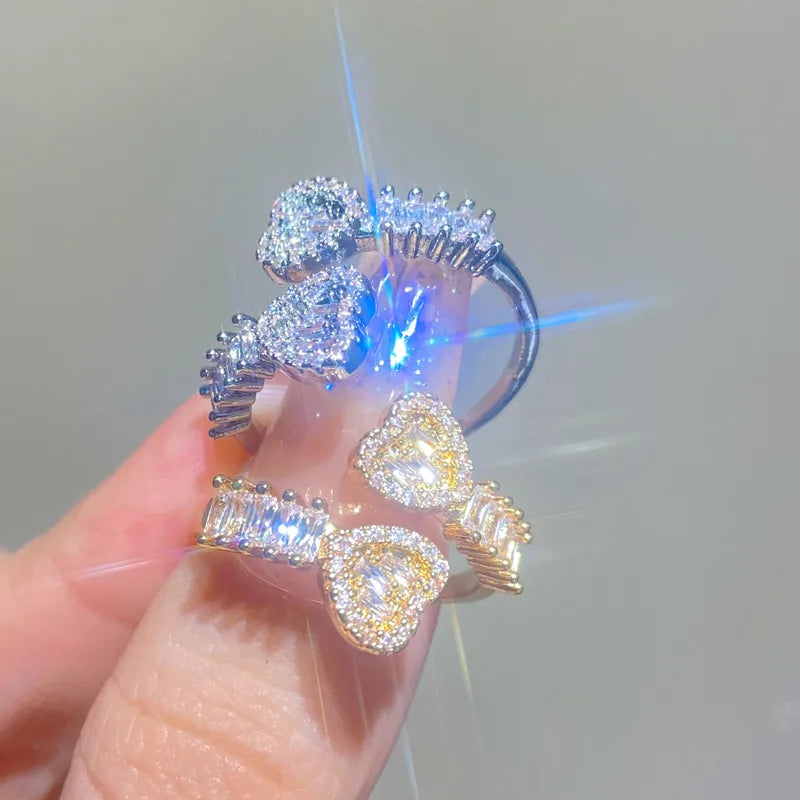 Elegant Open Heart Ring For Women Fashionable Unique Design Premium Quality Copper Material Dainty Finger