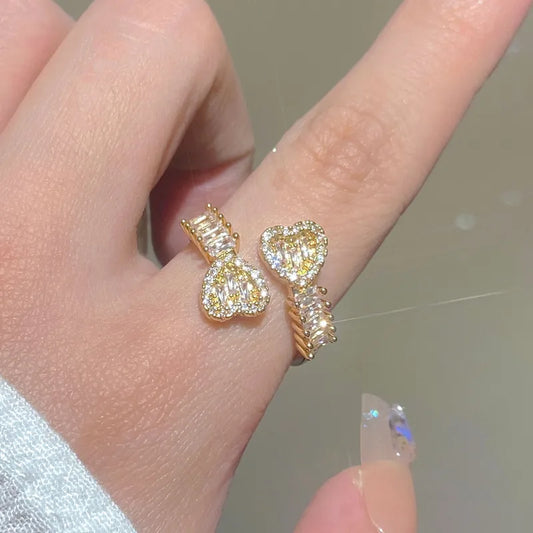 Elegant Open Heart Ring For Women Fashionable Unique Design Premium Quality Copper Material Dainty Finger