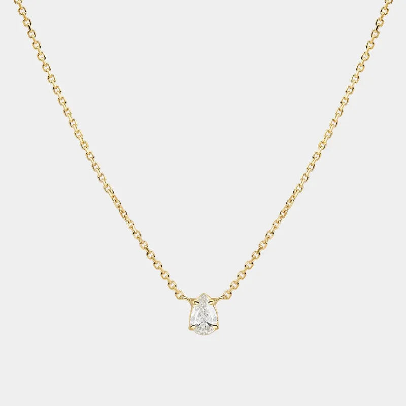 Elegant Romantic Water Droplets Horse Eye Copper Plating Inlay Zircon 18k Gold Plated Pendant Necklace