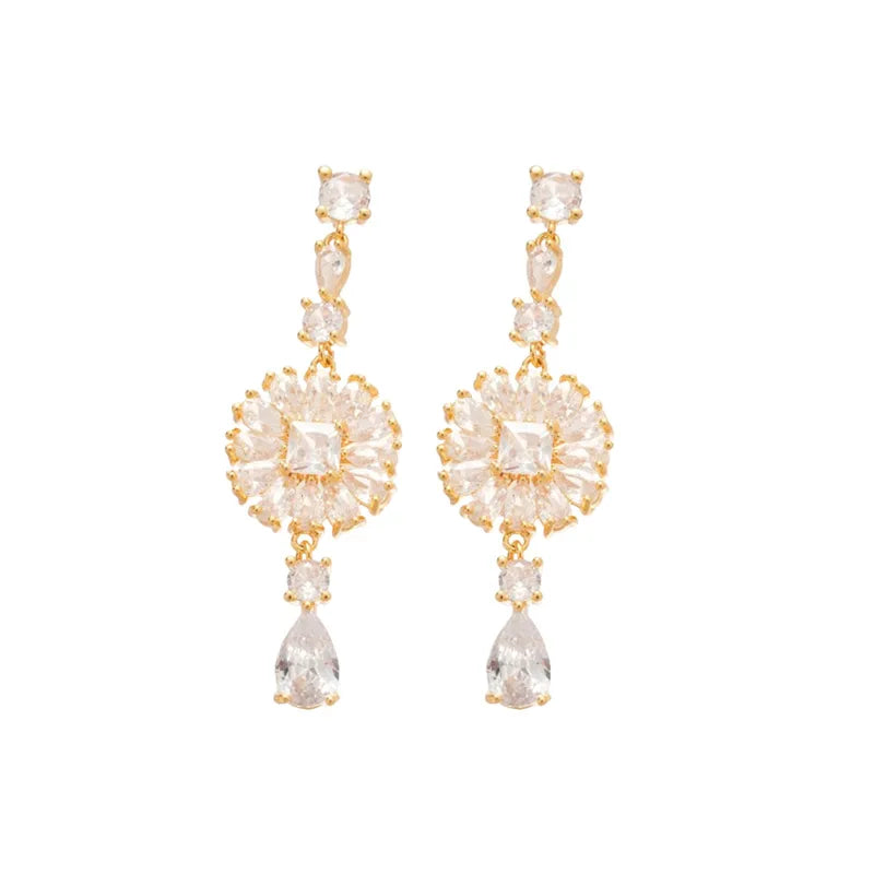 Elegant Round Silver Needle Zircon Tassel Earrings Luxury Feelings Court Style Women's Jewelry Fashionable Drop Earrings