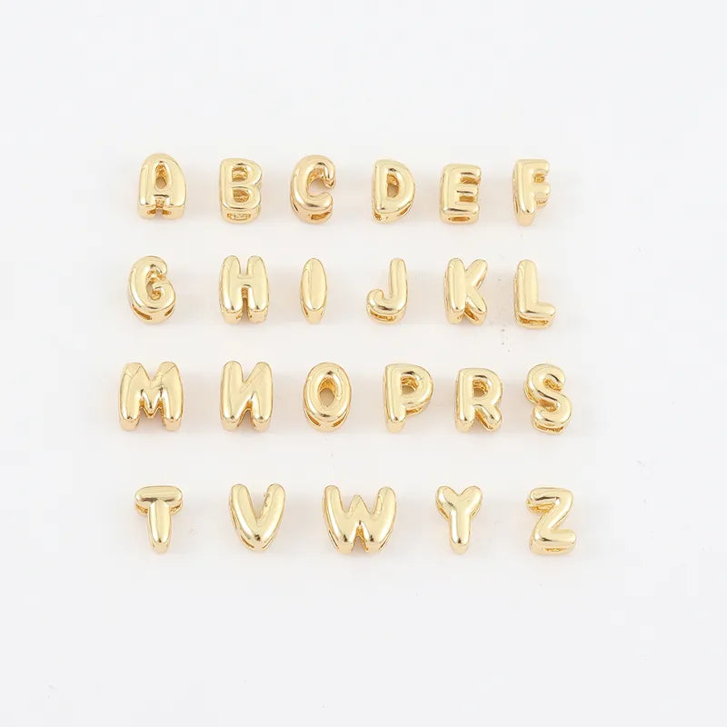 Elegant Simple Gold Bubble Initial Copper Bead Bracelet For Women Fashionable Jewelry Accessory Versatile For Daily Use And Dates