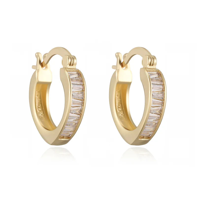 Elegant Simple Luxury Copper Plated 18K Gold Zirconia Women's Earrings Versatile Geometric Pattern Daily Selfie Shopping