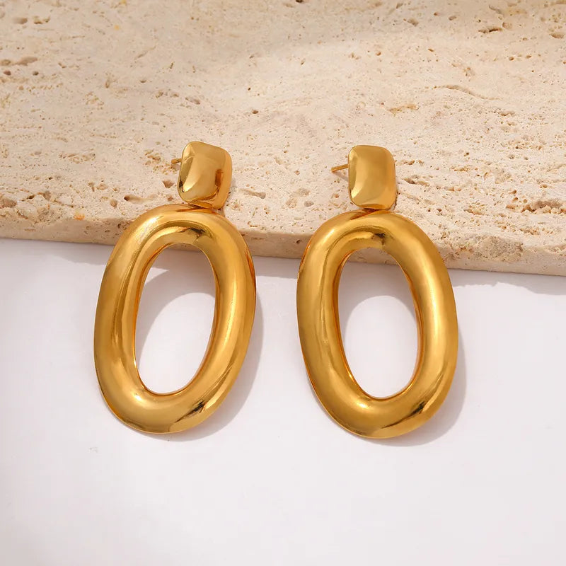 Fashionable Titanium Steel Earrings Women's Simple Geometric Pattern Stainless Steel Stud Earrings Elegant Commuting Jewelry (Copy)