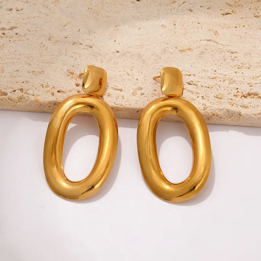 Fashionable Titanium Steel Earrings Women's Simple Geometric Pattern Stainless Steel Stud Earrings Elegant Commuting Jewelry (Copy)