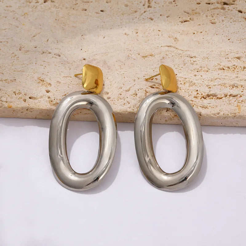 Fashionable Titanium Steel Earrings Women's Simple Geometric Pattern Stainless Steel Stud Earrings Elegant Commuting Jewelry (Copy) (Copy)