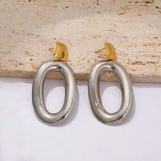 Fashionable Titanium Steel Earrings Women's Simple Geometric Pattern Stainless Steel Stud Earrings Elegant Commuting Jewelry (Copy) (Copy)