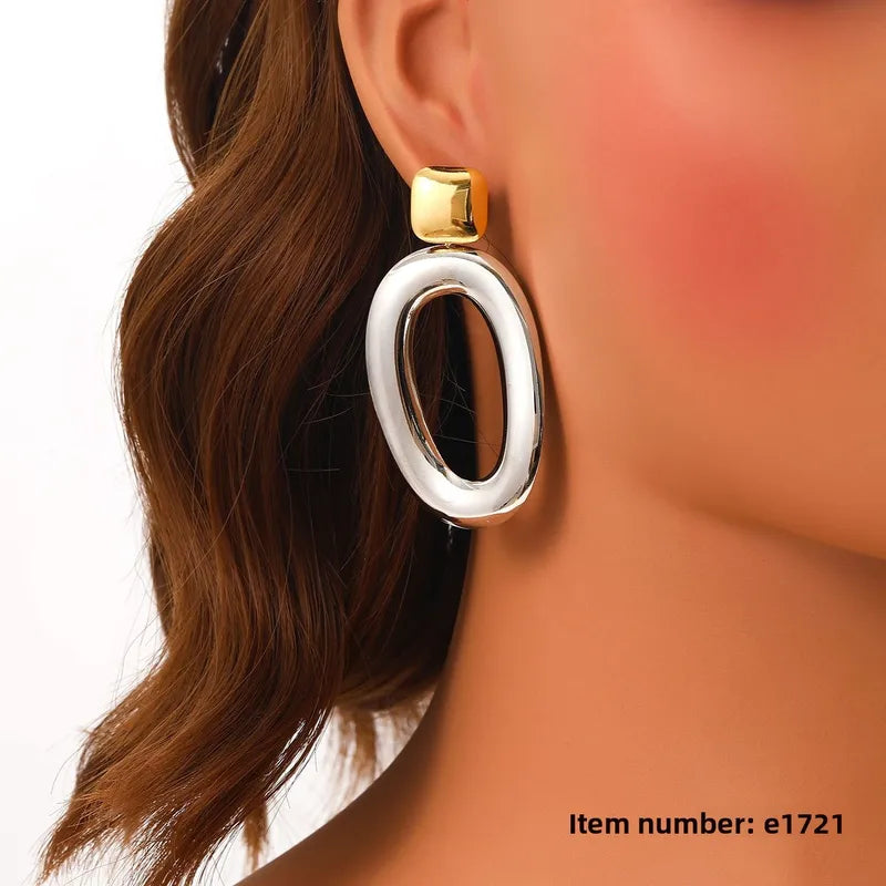 Fashionable Titanium Steel Earrings Women's Simple Geometric Pattern Stainless Steel Stud Earrings Elegant Commuting Jewelry (Copy) (Copy)