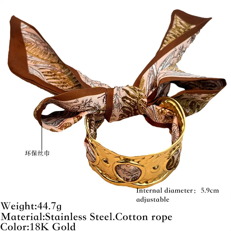 Elegant Titanium Steel Bracelet Women's High-End Sensation Scarf Handbag Non-Fading Stainless Steel 18K Gold Plated Jewelry