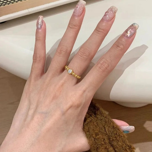 Elegant Vintage Bubble Diamond Ring Stylish Minimalist High-End Feeling Index Finger French Retro Unique Exquisite Tail