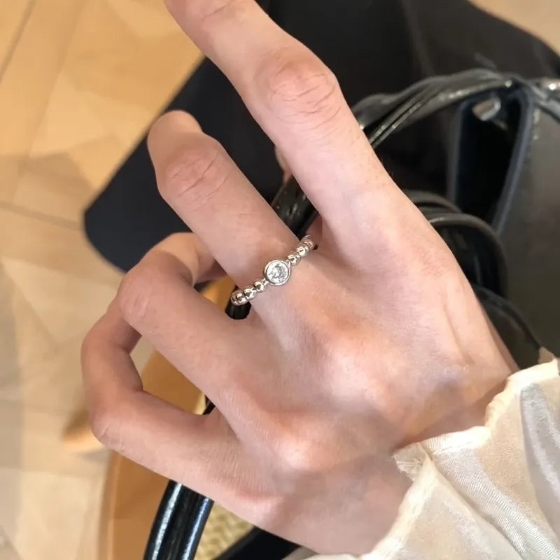 Elegant Vintage Bubble Diamond Ring Stylish Minimalist High-End Feeling Index Finger French Retro Unique Exquisite Tail