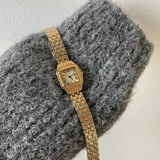 Elegant Vintage Gold Strap Women's Watch Luxury Minimalist High-end Quality Middle-aged Fashion Quartz Wristwatch