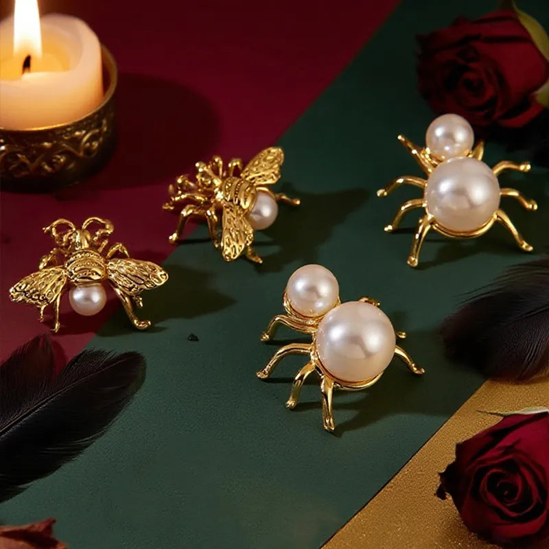 Exaggerated Spider Shaped Earrings Pair For Women To Wear At Parties Halloween Gold Plated Stainless Steel Fashion Jewelry