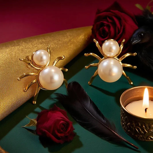 Exaggerated Spider Shaped Earrings Pair For Women To Wear At Parties Halloween Gold Plated Stainless Steel Fashion Jewelry