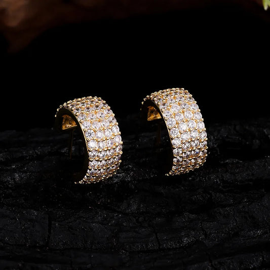 Exquisite C-Shaped Zircon Earrings Women's Elegant Silver Flashing High-End Sensation Versatile Lightweight Luxury Geometric Pattern Copper