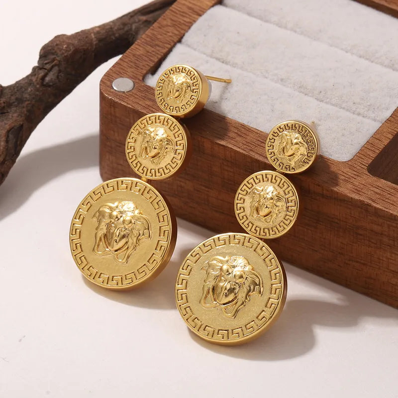 Face Design 18K Gold Plated S925 Silver Needle Copper Earrings Fashionable Luxury Polished Finish Women's Holiday Party Jewelry