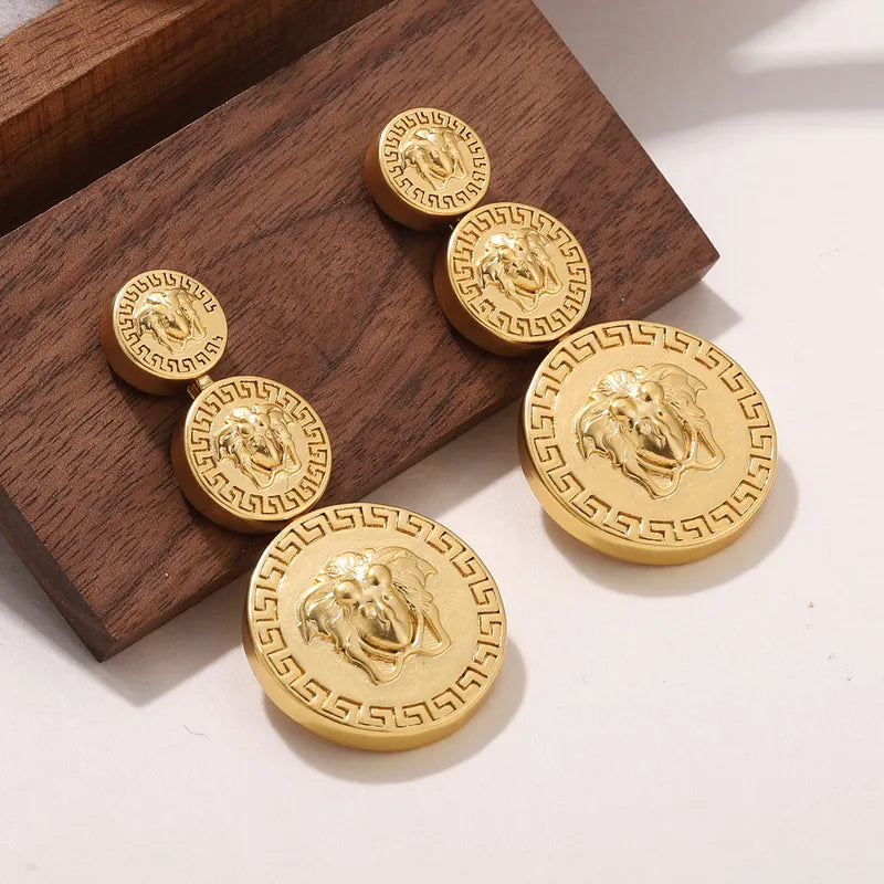 Face Design 18K Gold Plated S925 Silver Needle Copper Earrings Fashionable Luxury Polished Finish Women's Holiday Party Jewelry