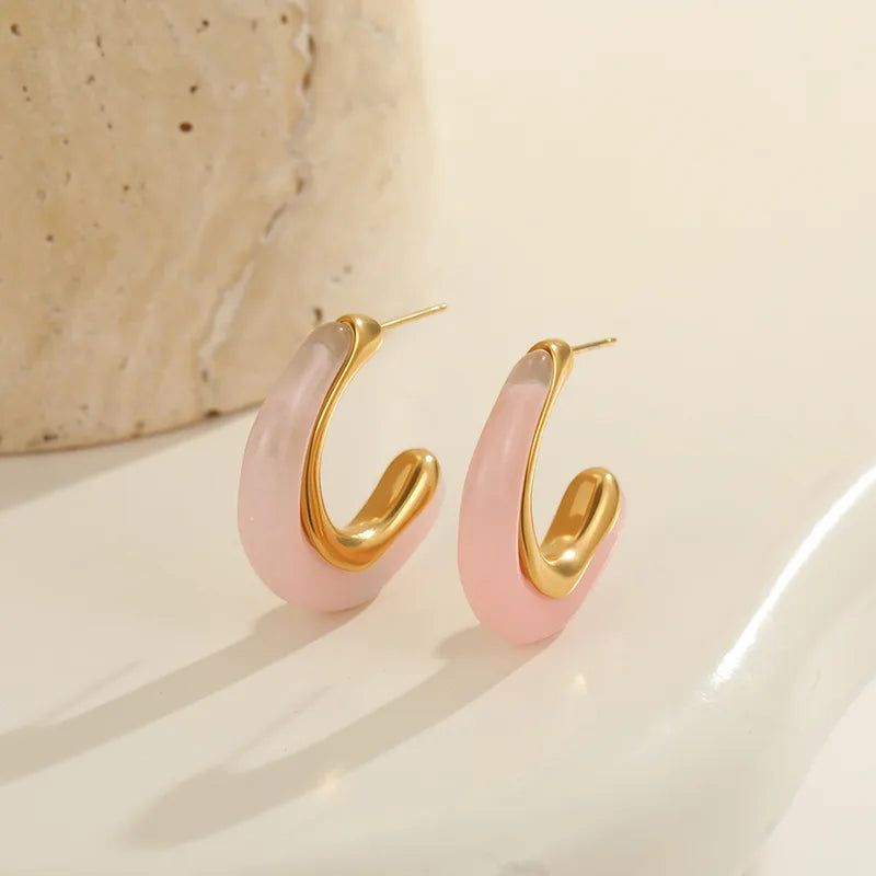 Fashion C-shaped Resin Earrings Vintage Studs Elegant Ear Jewelry Half Circle