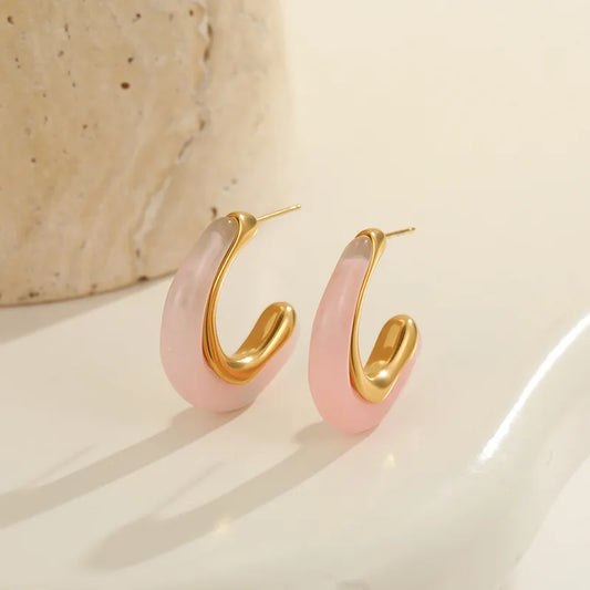 Fashion C-shaped Resin Earrings Vintage Studs Elegant Ear Jewelry Half Circle