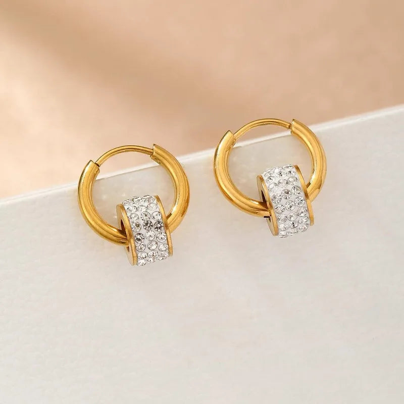 Fashion Earrings Fresh Style Women's Heart Earrings New Style Versatile Butterfly Series Sparkling Zirconia Plated With 18K Real Gold Rhinestones Exquisite