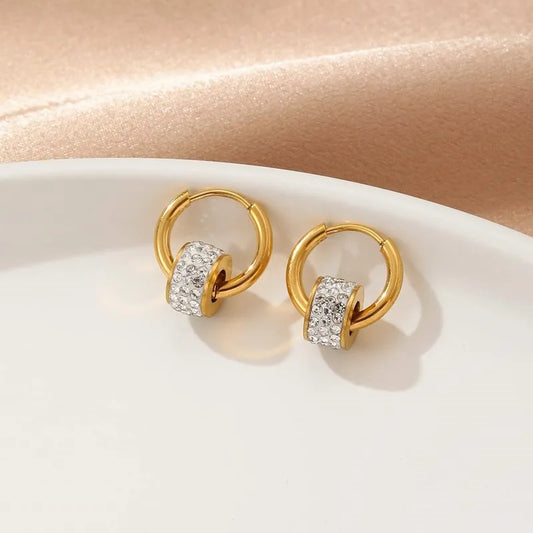 Fashion Earrings Fresh Style Women's Heart Earrings New Style Versatile Butterfly Series Sparkling Zirconia Plated With 18K Real Gold Rhinestones Exquisite