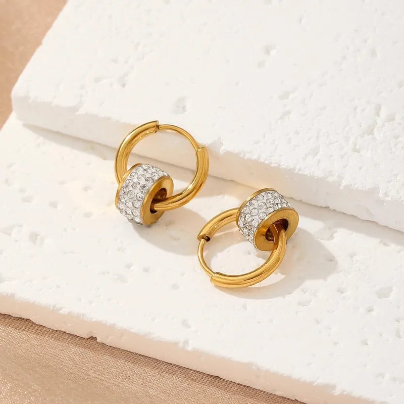 Fashion Earrings Fresh Style Women's Heart Earrings New Style Versatile Butterfly Series Sparkling Zirconia Plated With 18K Real Gold Rhinestones Exquisite