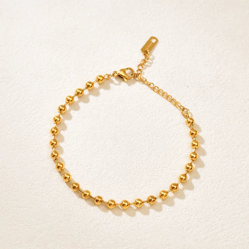 Fashionable 18K Gold Titanium Steel Bracelet Round Beads Design Sensation Business And Travel Occasion Women's Jewelry Accessory