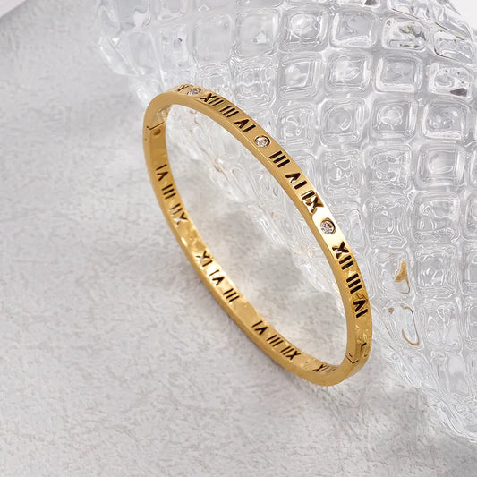 Fashionable 304 Stainless Steel Bracelet With Rhinestone In-Lab Plating Openable Design For Casual Holiday Office Daily Wear