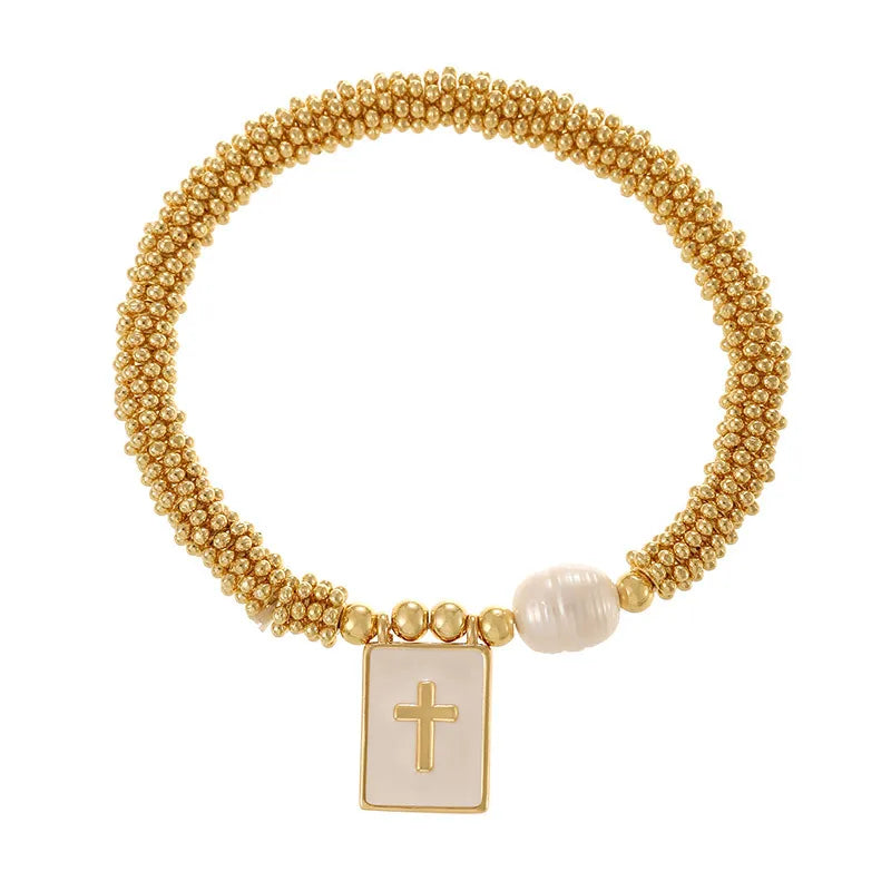 Fashionable Butterfly Pendant Necklace Pearl Imitation Metal Copper Bead Cross Square Tag Geometric Pattern Daily Wear Women's Jewelry