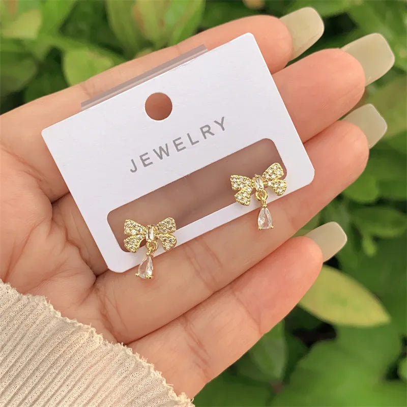 Fashionable Butterfly Wings Ring Style Earrings Copper Plated With Full Of Diamonds Zirconia New Design For Ladies Daily Wear Gift