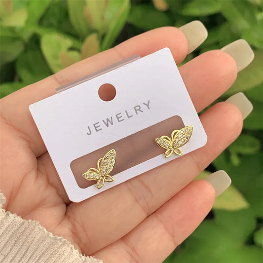 Fashionable Butterfly Wings Ring Style Earrings Copper Plated With Full Of Diamonds Zirconia New Design For Ladies Daily Wear Gift