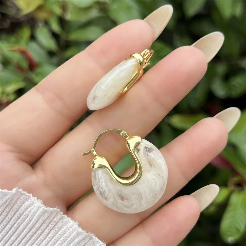 Fashionable Copper-Plated 18K Gold U-Shaped Acrylic Earrings Multiple Styles For Women Daily Wear Gift Elegant Vintage