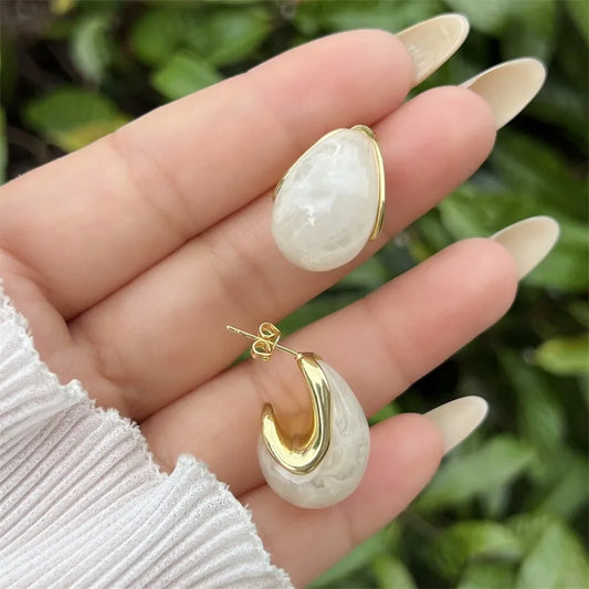 Fashionable Copper-Plated 18K Gold U-Shaped Acrylic Earrings Multiple Styles For Women Daily Wear Gift Elegant Vintage