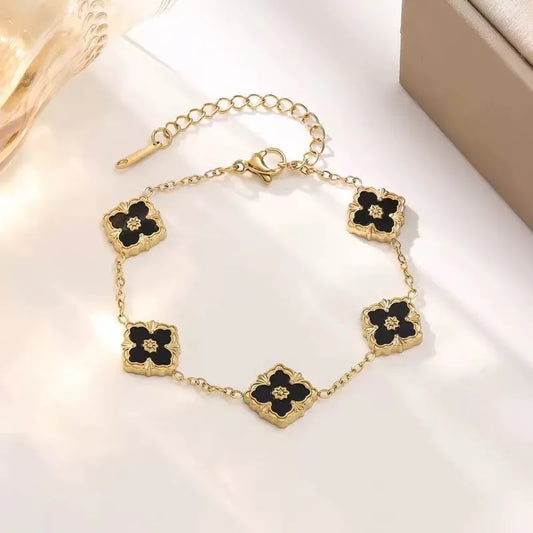 Fashionable Four Leaf Clover Mother Of Pearl Acrylic Jewelry Bracelet High End Five Petal Bracelet Colorful Stylish Bracelet