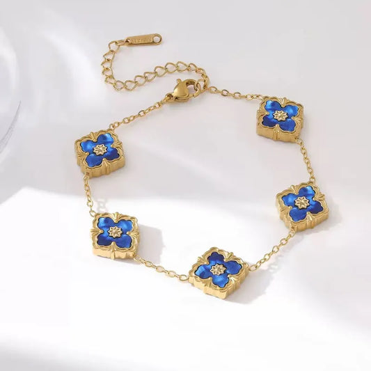 Fashionable Four Leaf Clover Mother Of Pearl Acrylic Jewelry Bracelet High End Five Petal Bracelet Colorful Stylish Bracelet