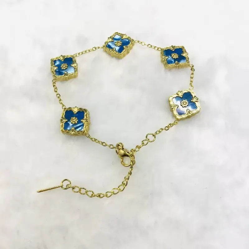 Fashionable Four Leaf Clover Mother Of Pearl Acrylic Jewelry Bracelet High End Five Petal Bracelet Colorful Stylish Bracelet