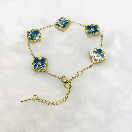 Fashionable Four Leaf Clover Mother Of Pearl Acrylic Jewelry Bracelet High End Five Petal Bracelet Colorful Stylish Bracelet