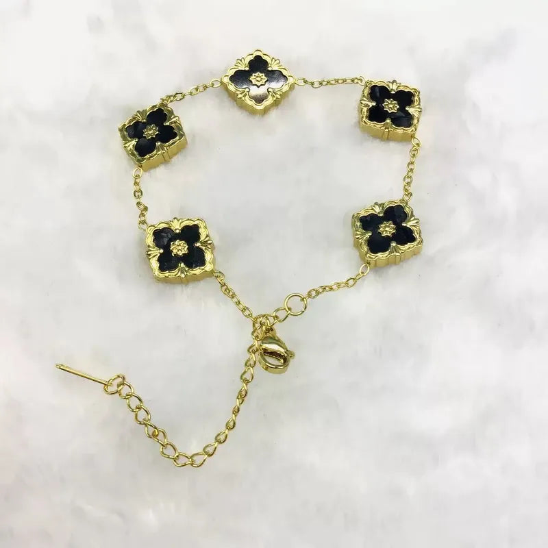 Fashionable Four Leaf Clover Mother Of Pearl Acrylic Jewelry Bracelet High End Five Petal Bracelet Colorful Stylish Bracelet