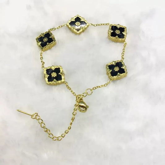 Fashionable Four Leaf Clover Mother Of Pearl Acrylic Jewelry Bracelet High End Five Petal Bracelet Colorful Stylish Bracelet