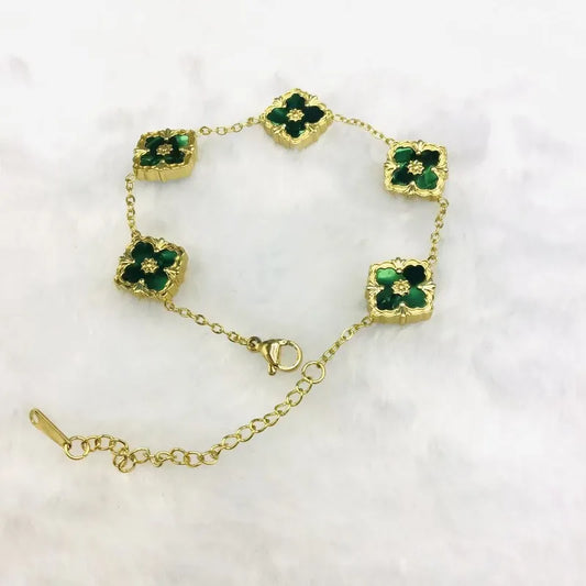 Fashionable Four Leaf Clover Mother Of Pearl Acrylic Jewelry Bracelet High End Five Petal Bracelet Colorful Stylish Bracelet