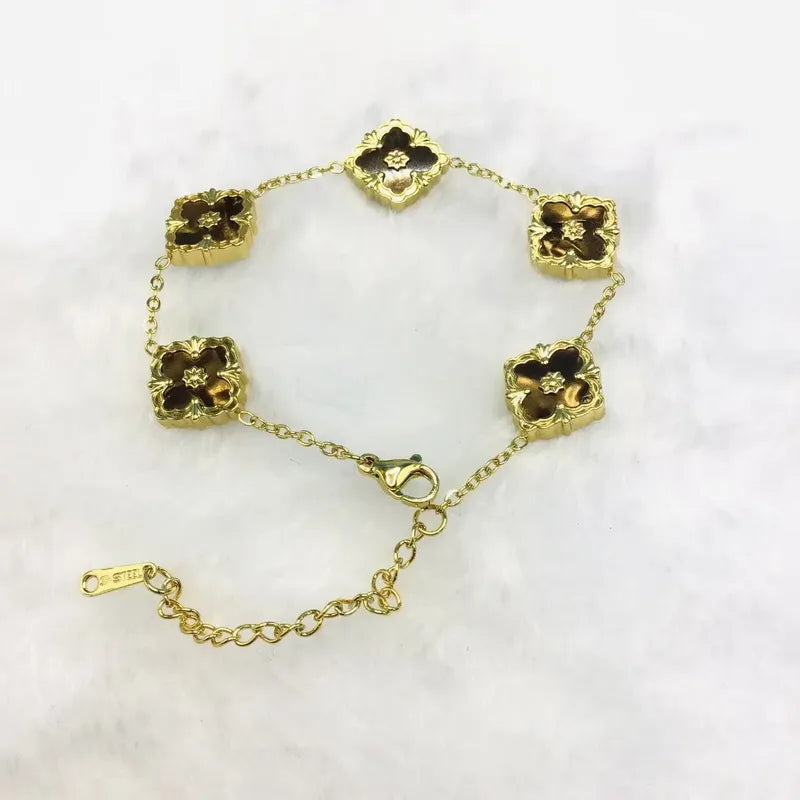 Fashionable Four Leaf Clover Mother Of Pearl Acrylic Jewelry Bracelet High End Sensual Five Petal Bracelet Colorful Stylish Bracelet