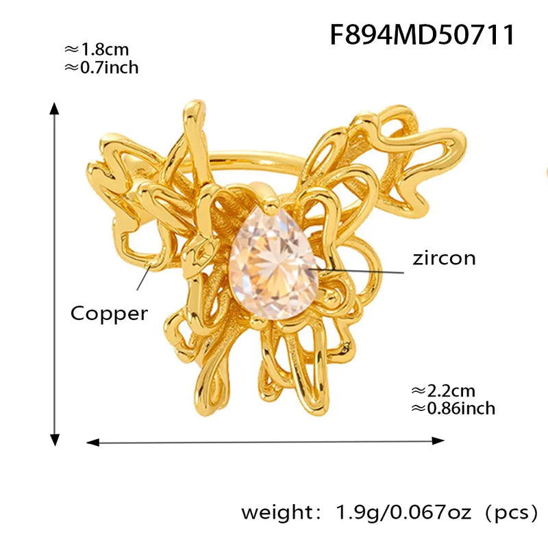 Fashionable Geometric Copper Butterfly Shape Ear Cuffs 18K Gold Plated Stackable Earrings For Women Elegant Glowing Jewelry