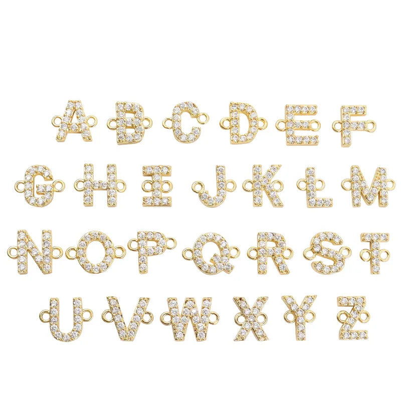 Fashionable Gold Plated Micro-Set Zircon Palm Letter Stainless Steel Beads Chain Women's Bracelet Elegant Simple Classic Style